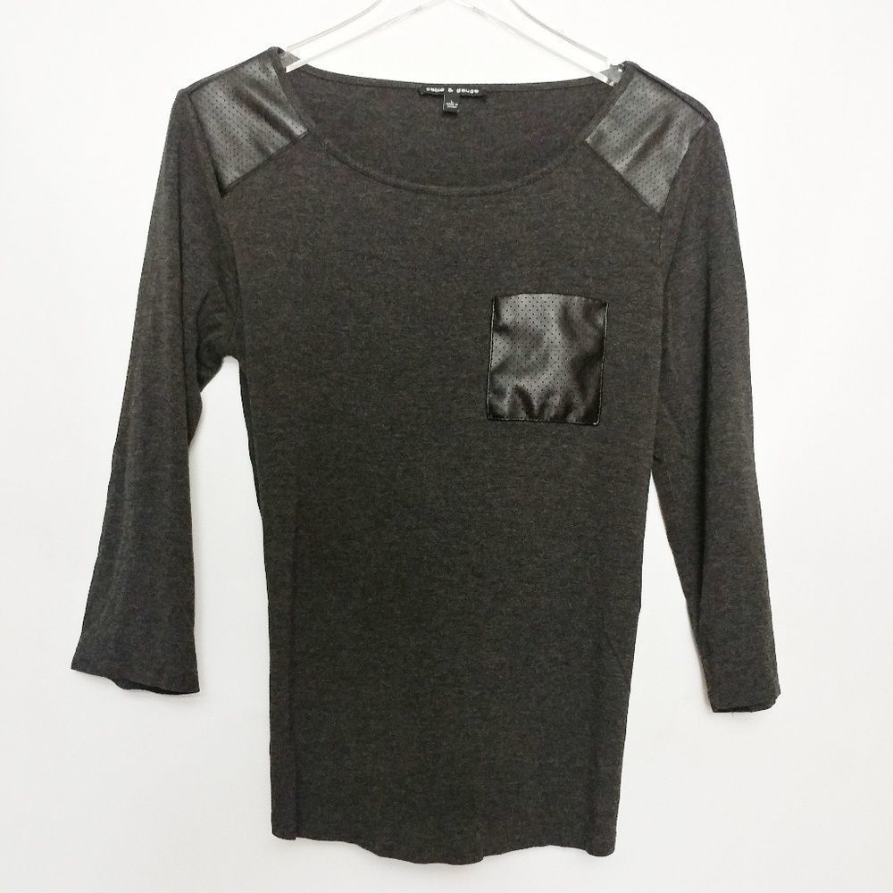 Cable & Gauge 3/4 Sleeve with Faux Leather…